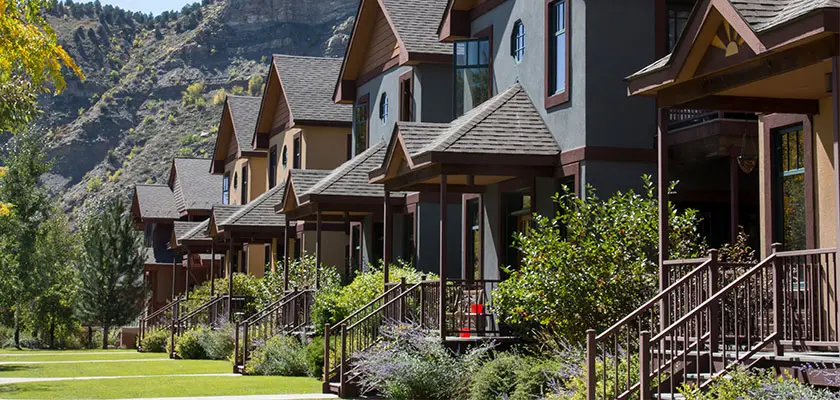 A row of homes in an extreme climate that are suited to have protection on home appliances.