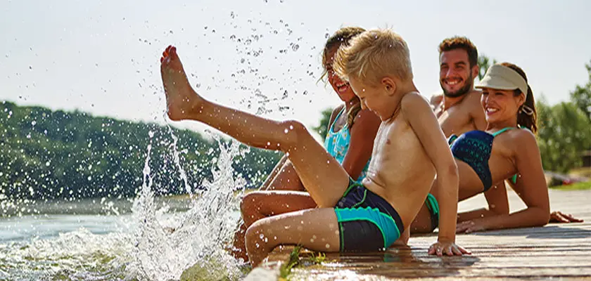 A family relaxing because they have a vacation home warranty.