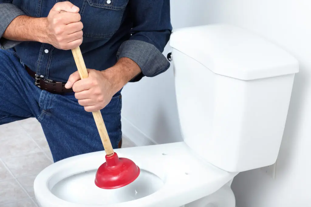 Unclog Toilet Using Plunger 